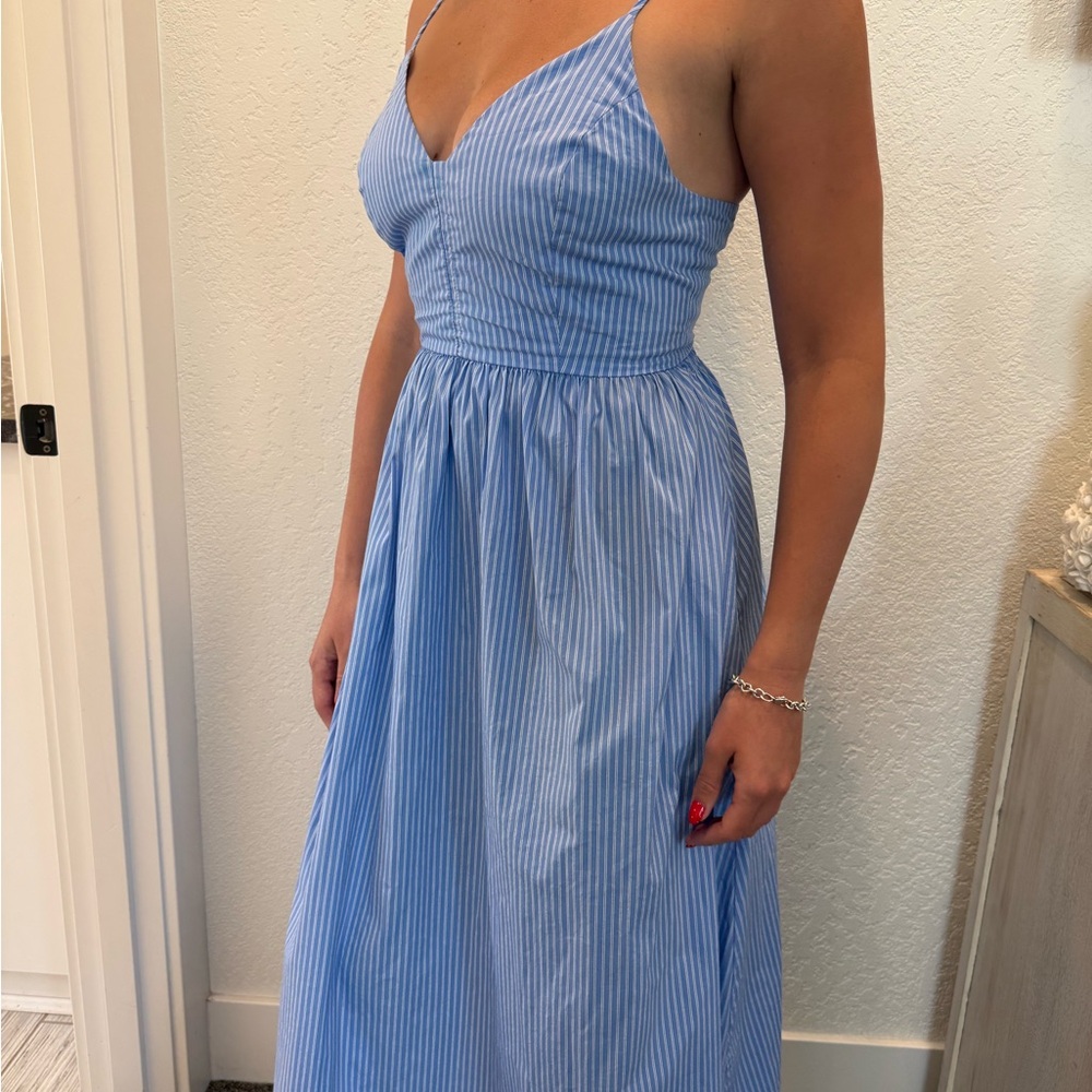 Chic Blue Striped Maxi Dress